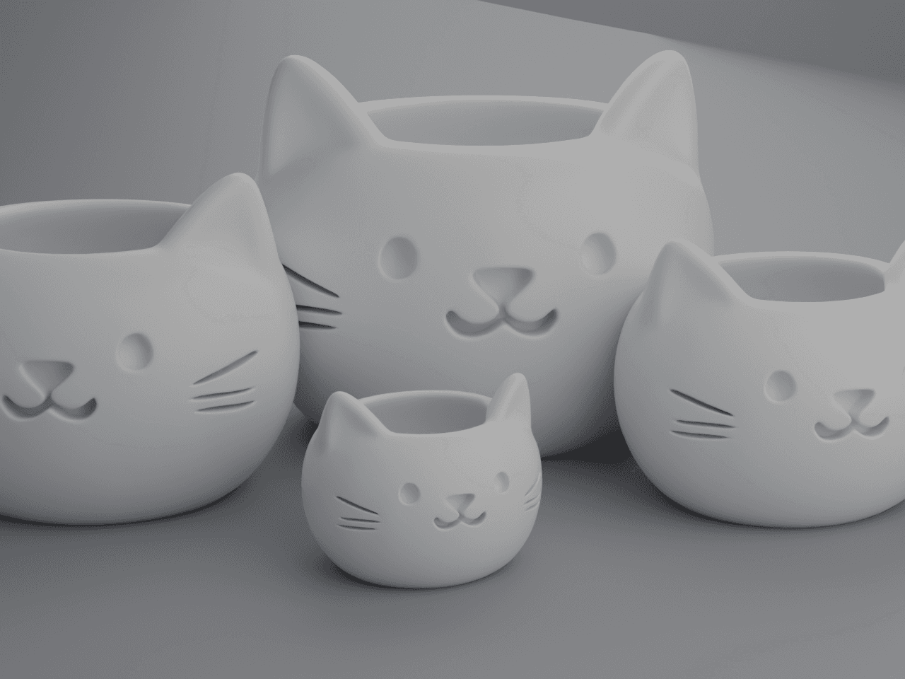 Vaso Gato Minimalista p/ Suculentas e Plantas (4 Tamanhos & Kit Completo) - Ângulo e detalhe técnico 8