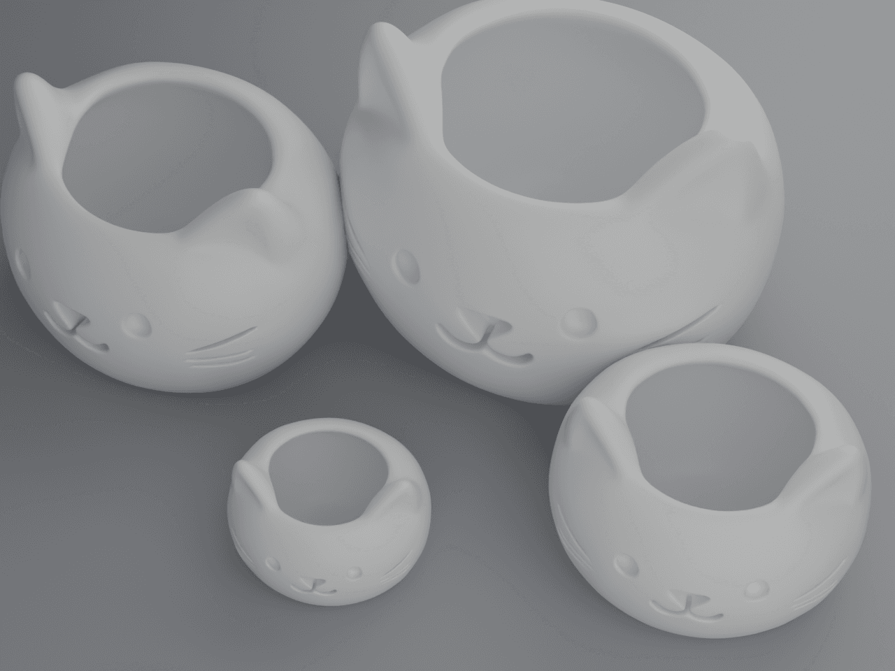 Vaso Gato Minimalista p/ Suculentas e Plantas (4 Tamanhos & Kit Completo) - Ângulo e detalhe técnico 10