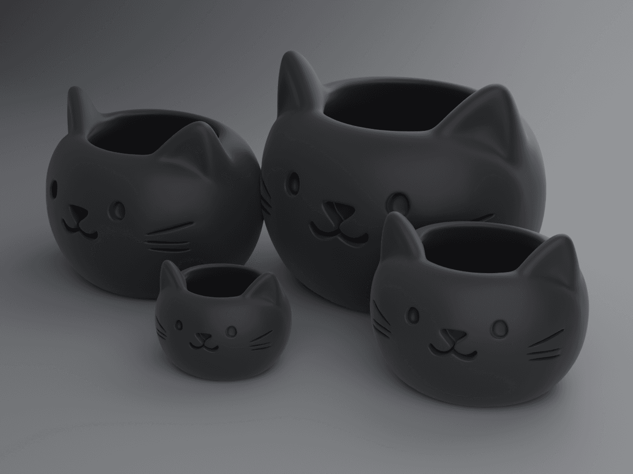 Vaso Gato Minimalista p/ Suculentas e Plantas (4 Tamanhos & Kit Completo) - Ângulo e detalhe técnico 4