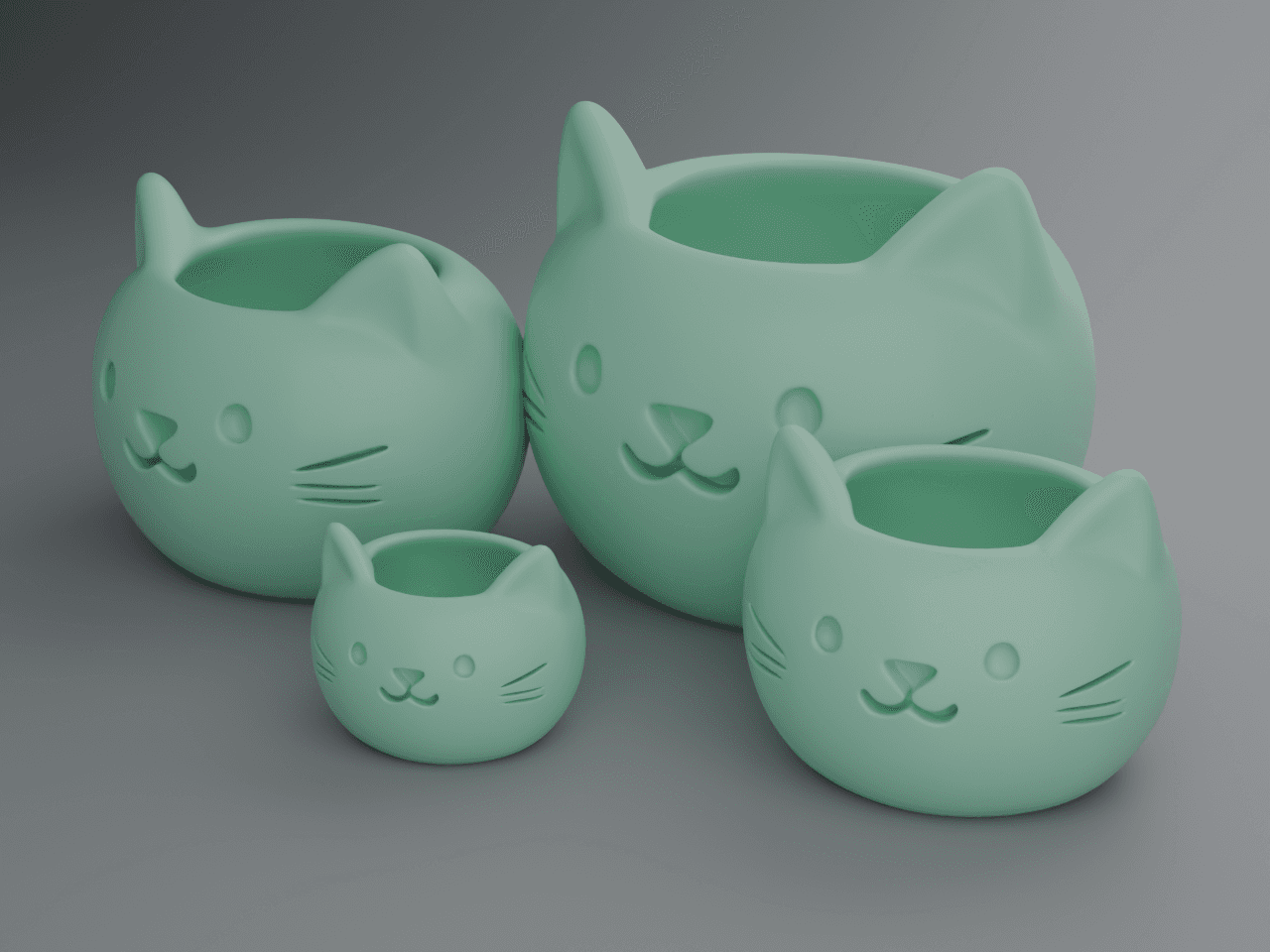 Vaso Gato Minimalista p/ Suculentas e Plantas (4 Tamanhos & Kit Completo) - Ângulo e detalhe técnico 3