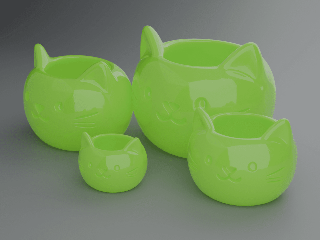 Vaso Gato Minimalista p/ Suculentas e Plantas (4 Tamanhos & Kit Completo) - Ângulo e detalhe técnico 2