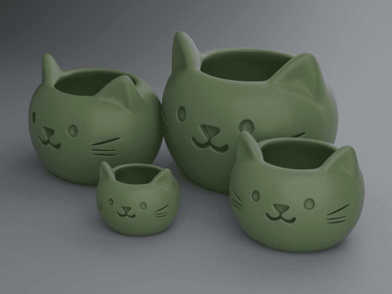 Vaso Gato Minimalista p/ Suculentas e Plantas (4 Tamanhos & Kit Completo) - Ângulo e detalhe técnico 7